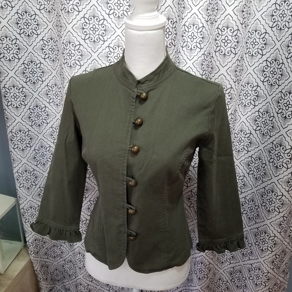 Army Green Military inspired Button Up Jacket - Picture 4 of 8